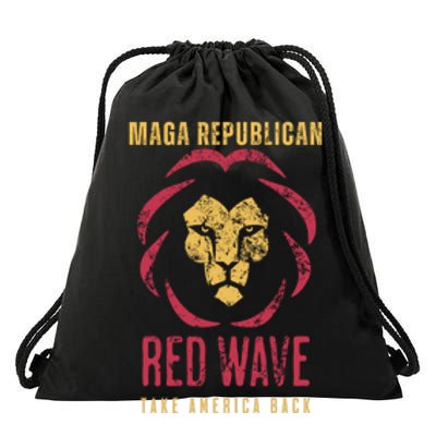 MAGA Republican Red Wave Conservative Anti Biden Drawstring Bag