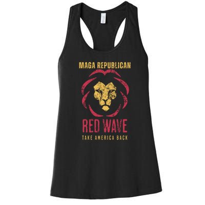 MAGA Republican Red Wave Conservative Anti Biden Women's Racerback Tank