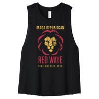 MAGA Republican Red Wave Conservative Anti Biden Women's Racerback Cropped Tank