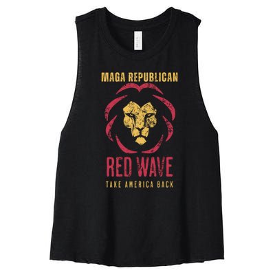 MAGA Republican Red Wave Conservative Anti Biden Women's Racerback Cropped Tank