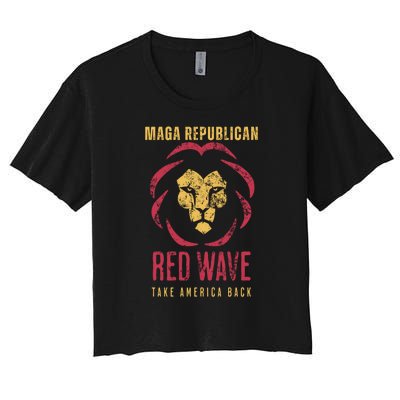 MAGA Republican Red Wave Conservative Anti Biden Women's Crop Top Tee