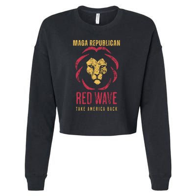 MAGA Republican Red Wave Conservative Anti Biden Cropped Pullover Crew