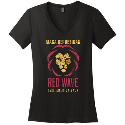 MAGA Republican Red Wave Conservative Anti Biden Women's V-Neck T-Shirt