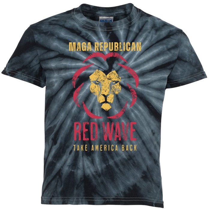 MAGA Republican Red Wave Conservative Anti Biden Kids Tie-Dye T-Shirt