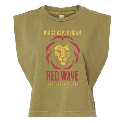 MAGA Republican Red Wave Conservative Anti Biden Garment-Dyed Women's Muscle Tee