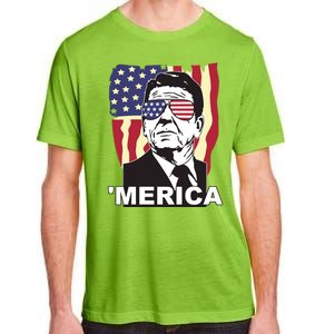 Merica Ronald Reagan Funny Usa Stars And Strips Proud American Adult ChromaSoft Performance T-Shirt