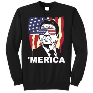 Merica Ronald Reagan Funny Usa Stars And Strips Proud American Sweatshirt