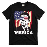Merica Ronald Reagan Funny Usa Stars And Strips Proud American T-Shirt