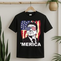 Merica Ronald Reagan Funny Usa Stars And Strips Proud American T-Shirt