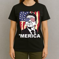Merica Ronald Reagan Funny Usa Stars And Strips Proud American T-Shirt