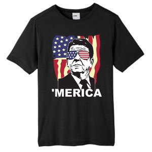 Merica Ronald Reagan Funny Usa Stars And Strips Proud American Tall Fusion ChromaSoft Performance T-Shirt