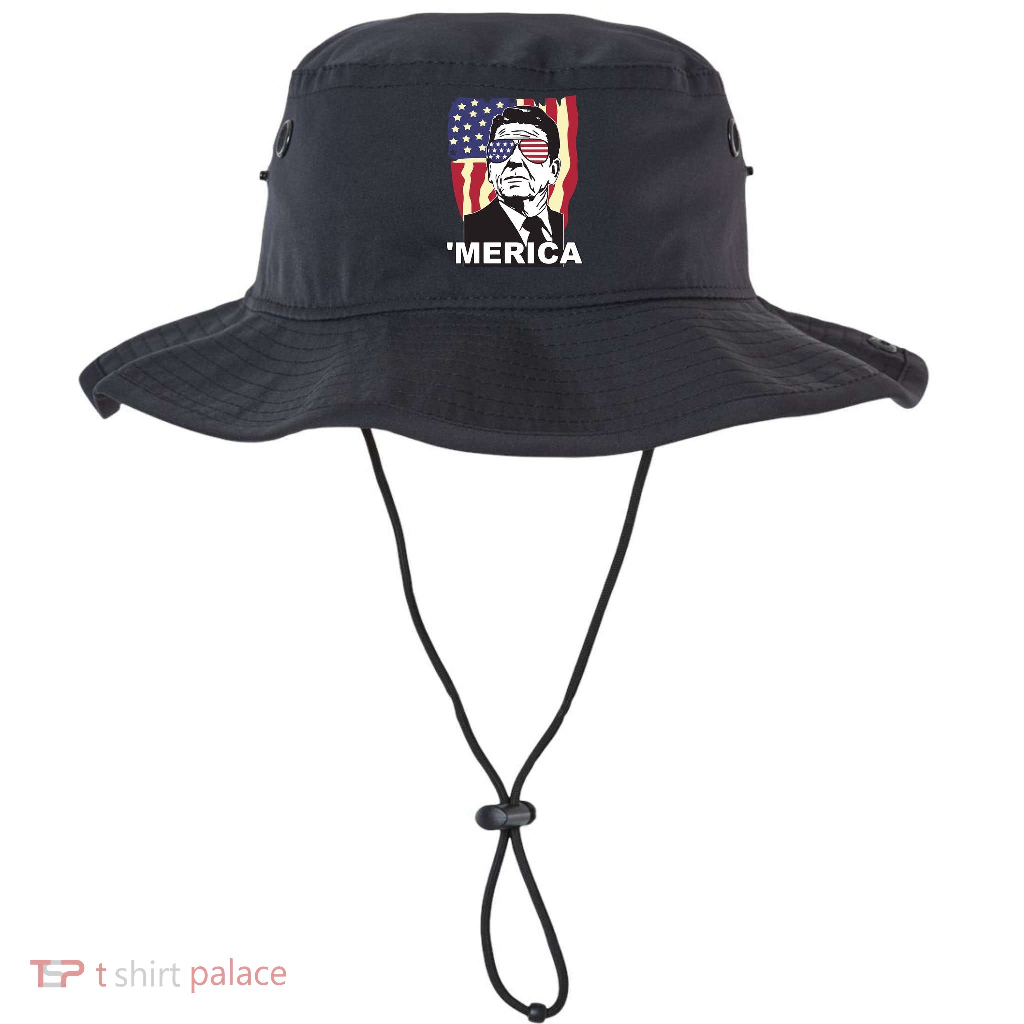 Merica Ronald Reagan Funny Usa Stars And Strips Proud American Bucket Hat