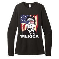 Merica Ronald Reagan Funny Usa Stars And Strips Proud American Womens CVC Long Sleeve Shirt