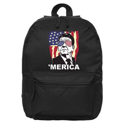 Merica Ronald Reagan Funny Usa Stars And Strips Proud American 16 in Basic Backpack