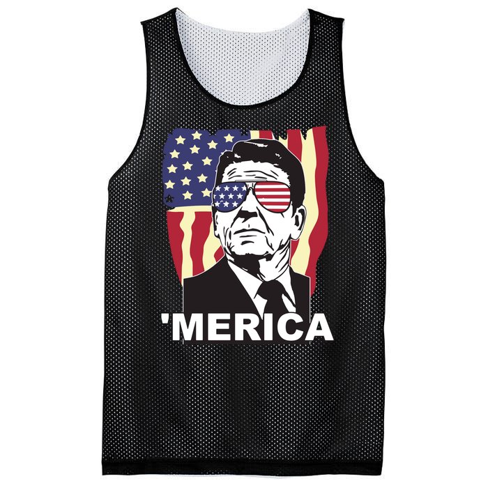 Merica Ronald Reagan Funny Usa Stars And Strips Proud American Mesh Reversible Basketball Jersey Tank