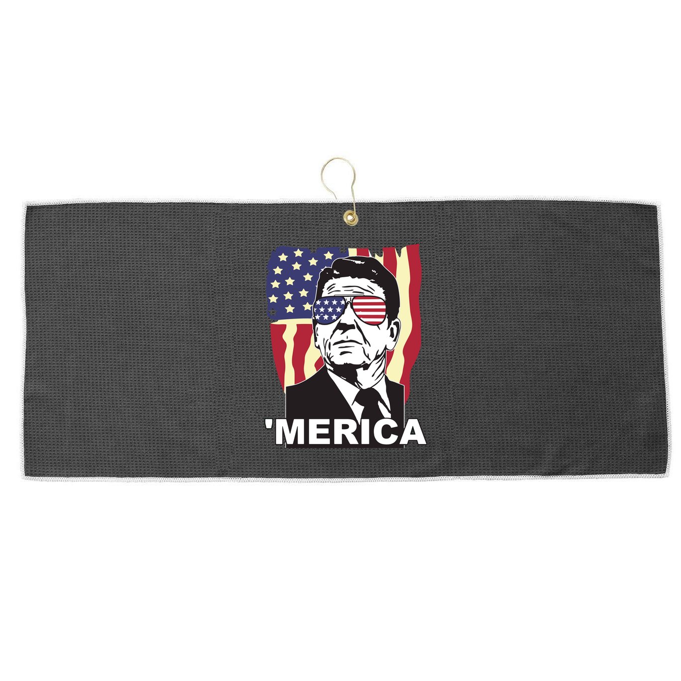 Merica Ronald Reagan Funny Usa Stars And Strips Proud American Large Microfiber Waffle Golf Towel