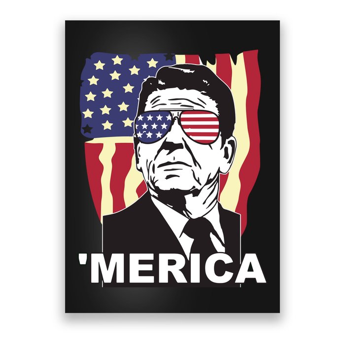 Merica Ronald Reagan Funny Usa Stars And Strips Proud American Poster