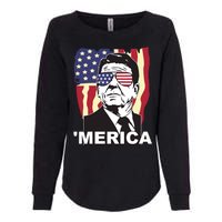 Merica Ronald Reagan Funny Usa Stars And Strips Proud American Womens California Wash Sweatshirt