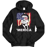 Merica Ronald Reagan Funny Usa Stars And Strips Proud American Tie Dye Hoodie