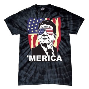 Merica Ronald Reagan Funny Usa Stars And Strips Proud American Tie-Dye T-Shirt