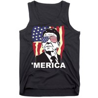 Merica Ronald Reagan Funny Usa Stars And Strips Proud American Tank Top