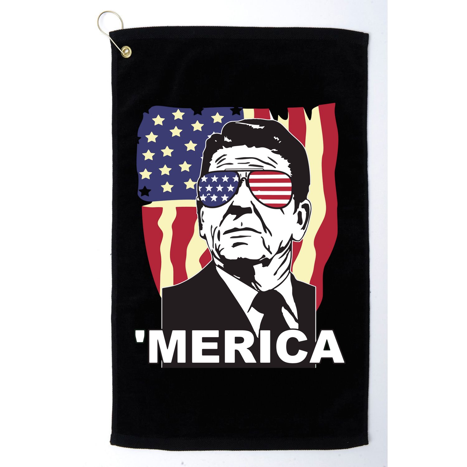 Merica Ronald Reagan Funny Usa Stars And Strips Proud American Golf Towel