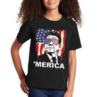 Merica Ronald Reagan Funny Usa Stars And Strips Proud American Kids T-Shirt
