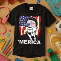 Merica Ronald Reagan Funny Usa Stars And Strips Proud American Kids T-Shirt