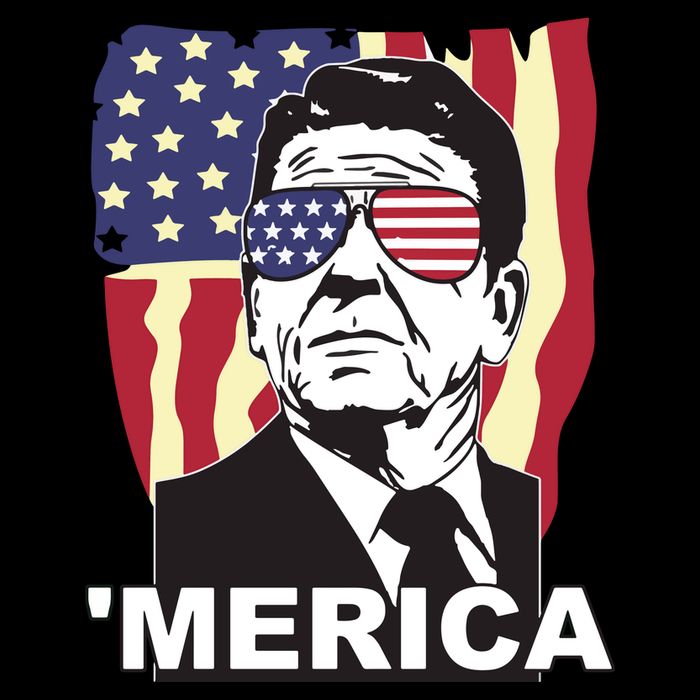 Merica Ronald Reagan Funny Usa Stars And Strips Proud American Kids T-Shirt