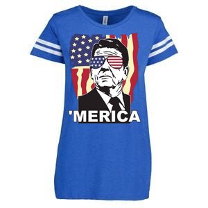 Merica Ronald Reagan Funny Usa Stars And Strips Proud American Enza Ladies Jersey Football T-Shirt