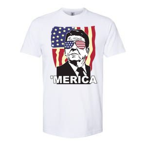 Merica Ronald Reagan Funny Usa Stars And Strips Proud American Softstyle CVC T-Shirt