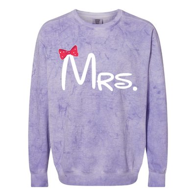 Mrs. Bow Tie Cute Matching Couples Colorblast Crewneck Sweatshirt