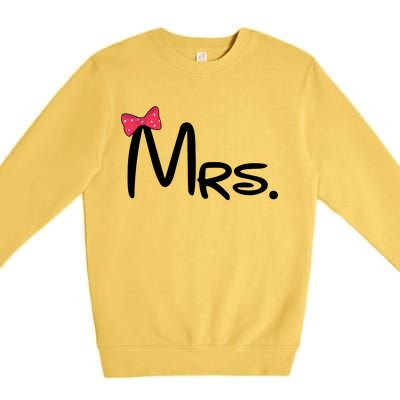 Mrs. Bow Tie Cute Matching Couples Premium Crewneck Sweatshirt