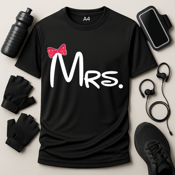 Mrs. Bow Tie Cute Matching Couples Cooling Performance Crew T-Shirt