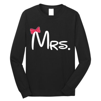 Mrs. Bow Tie Cute Matching Couples Long Sleeve Shirt