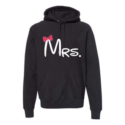 Mrs. Bow Tie Cute Matching Couples Premium Hoodie