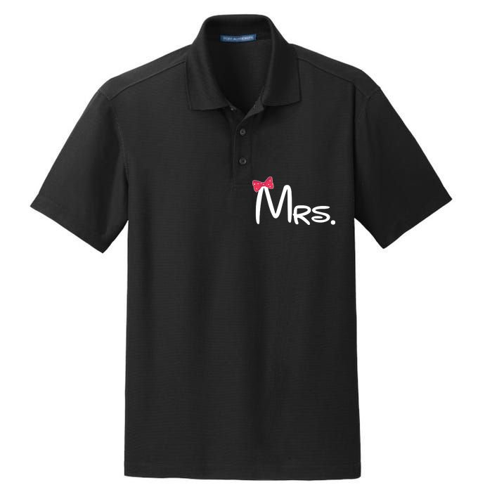 Mrs. Bow Tie Cute Matching Couples Dry Zone Grid Polo