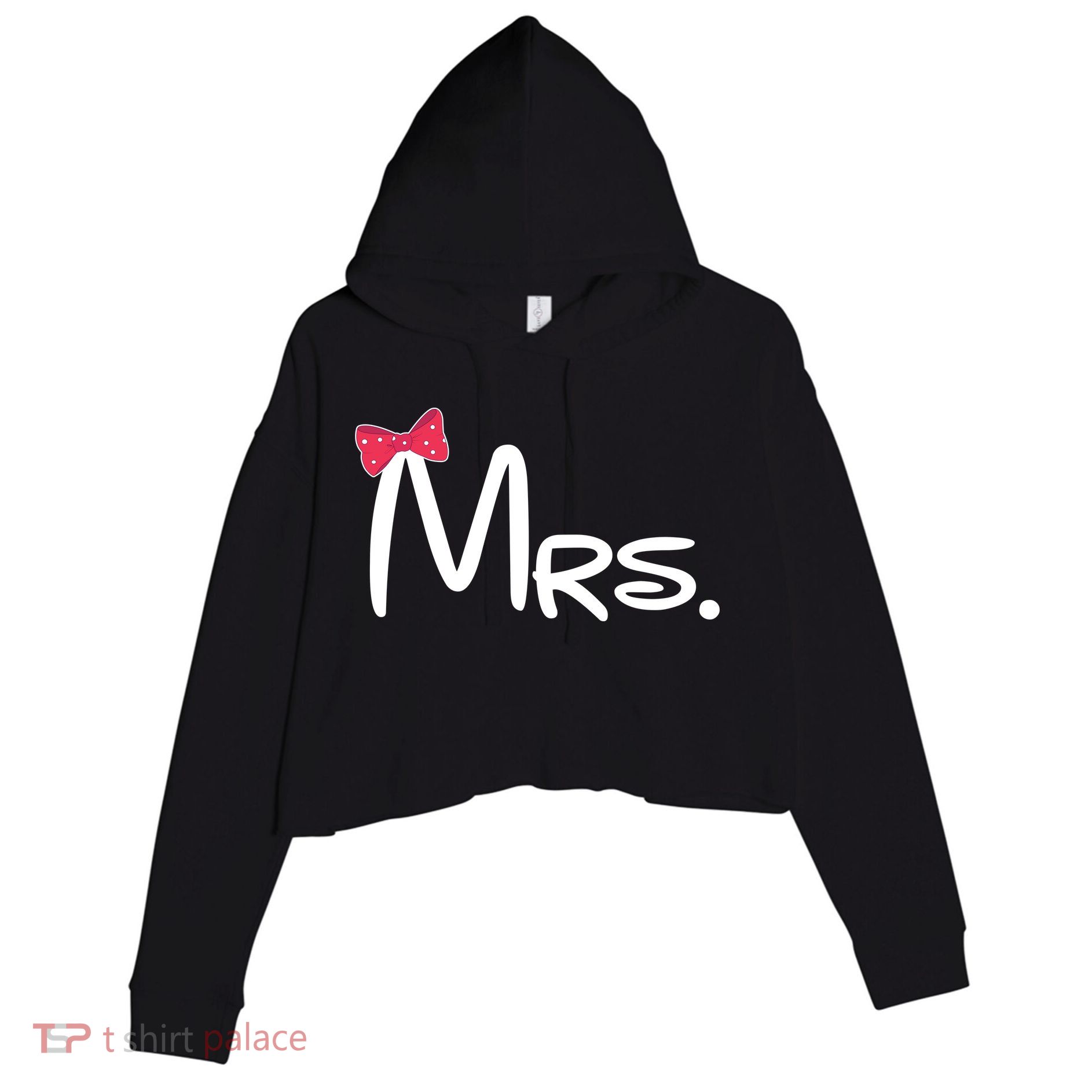 Mrs. Bow Tie Cute Matching Couples Crop Fleece Hoodie