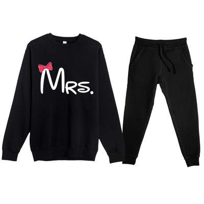 Mrs. Bow Tie Cute Matching Couples Premium Crewneck Sweatsuit Set