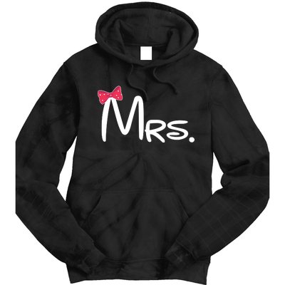 Mrs. Bow Tie Cute Matching Couples Tie Dye Hoodie