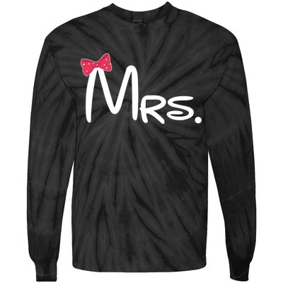 Mrs. Bow Tie Cute Matching Couples Tie-Dye Long Sleeve Shirt