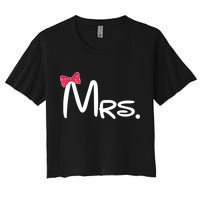 Mrs. Bow Tie Cute Matching Couples Women's Crop Top Tee