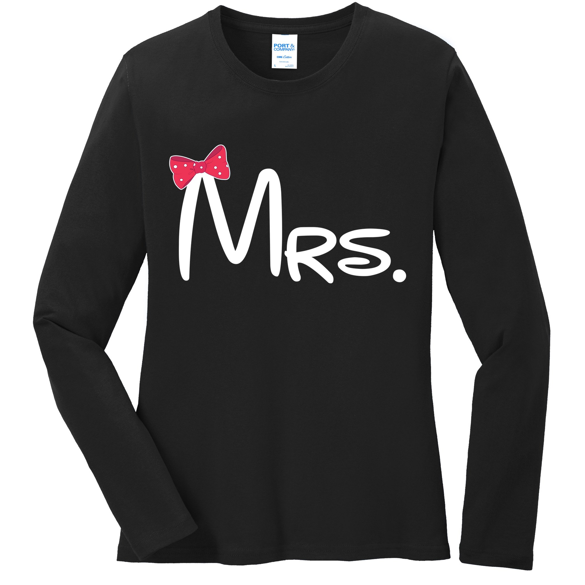 Mrs. Bow Tie Cute Matching Couples Ladies Long Sleeve Shirt
