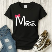 Mrs. Bow Tie Cute Matching Couples Womens T-Shirt