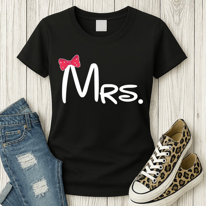 Mrs. Bow Tie Cute Matching Couples Womens T-Shirt