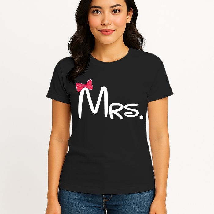 Mrs. Bow Tie Cute Matching Couples Womens T-Shirt