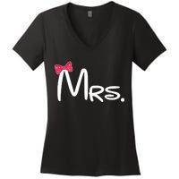 Mrs. Bow Tie Cute Matching Couples Women's V-Neck T-Shirt