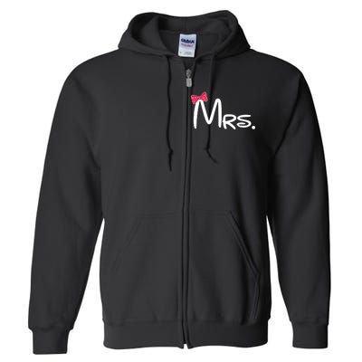 Mrs. Bow Tie Cute Matching Couples Full Zip Hoodie