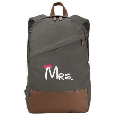 Mrs. Bow Tie Cute Matching Couples Cotton Canvas Backpack