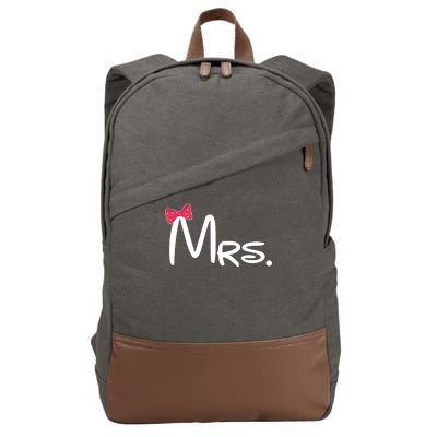 Mrs. Bow Tie Cute Matching Couples Cotton Canvas Backpack